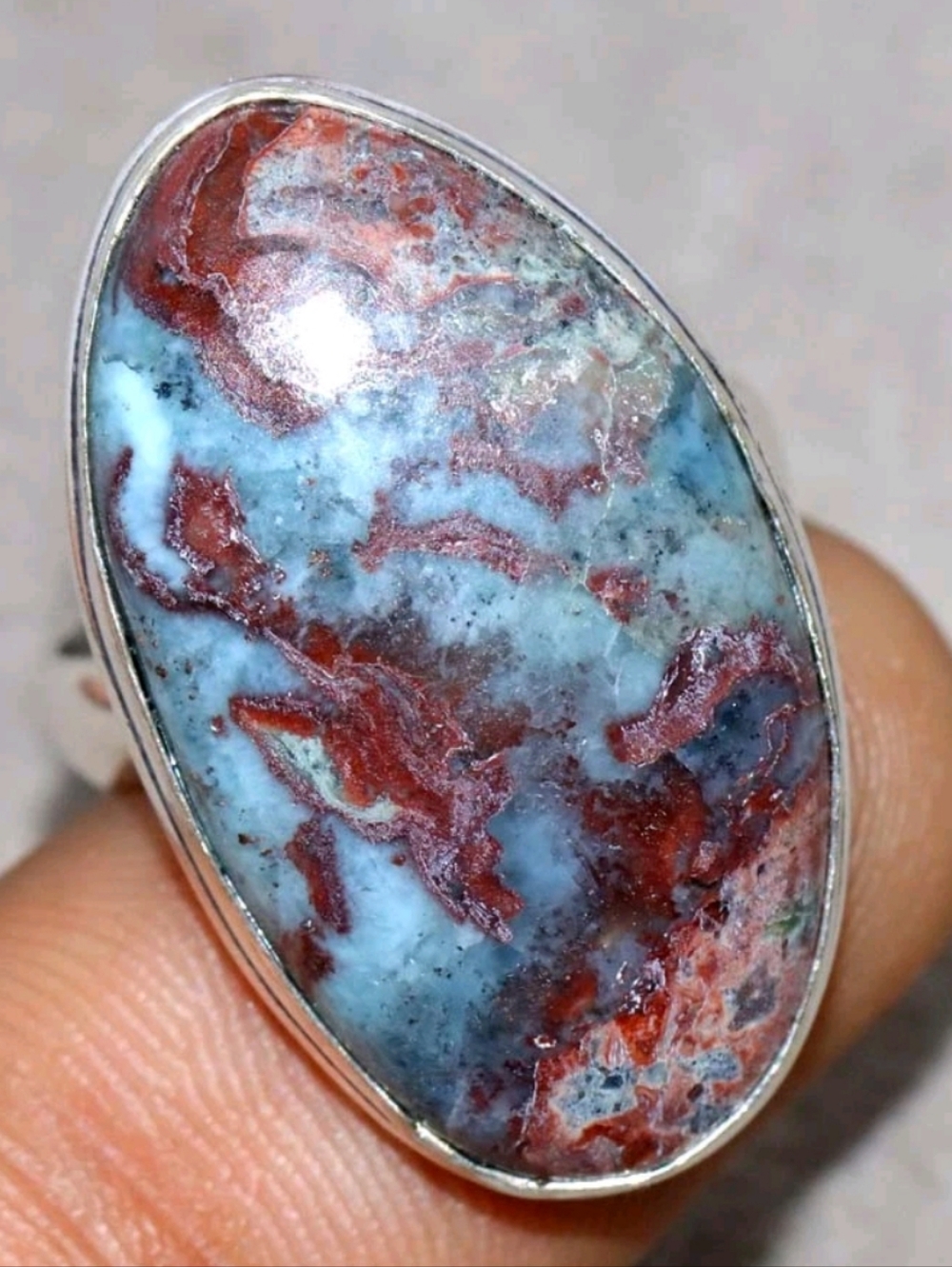 Larimar Gemstone 925 Sterling Silver Handmade Ring